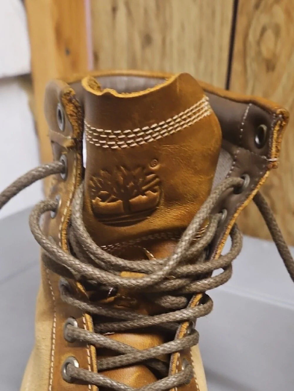 Timberland Tan Leather Lace-Up Work Boots